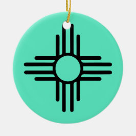 Zia Symbol Add Christmas Tree Türkis Holiday Keramik Ornament