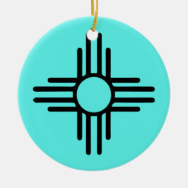 Zia Symbol Add Christmas Tree Türkis Holiday Keramik Ornament