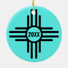 Zia Symbol Add Christmas Tree Türkis Holiday Keramik Ornament