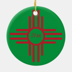 Zia Symbol Custom Year Holiday Keramik Ornament