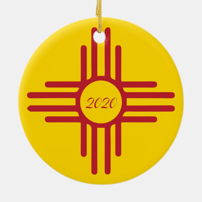 Zia Symbol Custom Year Holiday Keramik Ornament (Hinten)