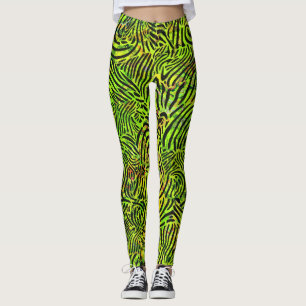 Zibra Streifen grün und schwarz Leggings