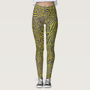 Zibra Streifen in Metallic Gold und Blau Leggings