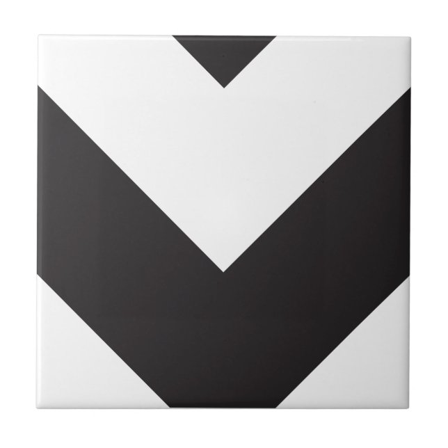 Zickzack 1 Schwarzweiss Fliese (Vorderseite)
