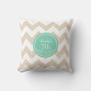Zickzack 70. Geburtstagsfeier Pillow mit Namen Kissen