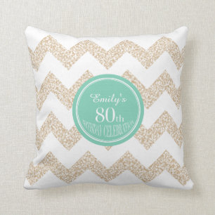 Zickzack 80. Geburtstagsfest Pillow mit Namen Kissen
