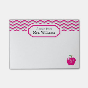 Zickzack Apple-Mit Monogramm Lehrer - Hot Pink Post-it Klebezettel