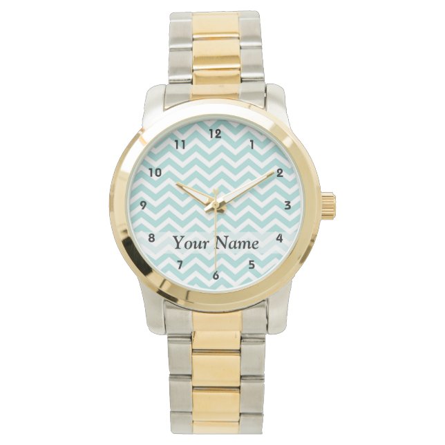Zickzack Aqua-Muster Armbanduhr (Vorderseite)