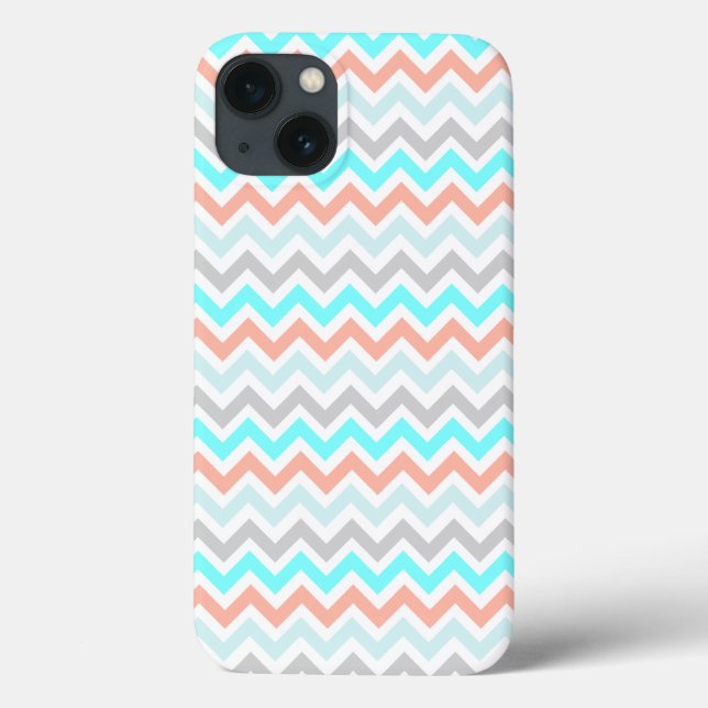 Zickzack Aquamarine und Terracotta Case-Mate iPhone Hülle (Rückseite)