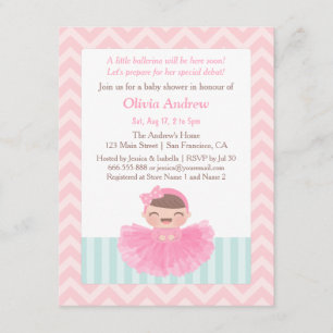 Zickzack Ballerina Girl Kinderdusche Einladungen
