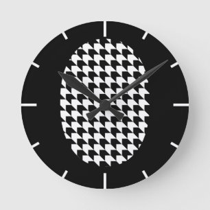 Zickzack Black in White Runde Wanduhr