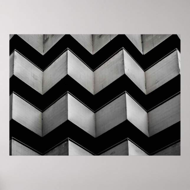 ZICKZACK BLACK UND WEISS-PAPIER POSTER (Vorne)