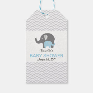Zickzack blauer Elefant-Baby-Duschen-Umbau Geschenkanhänger