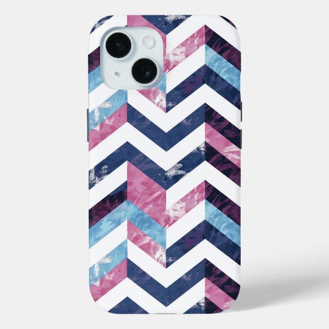Zickzack blauer rosafarbener Marmor Case-Mate iPhone Hülle (Rückseite)