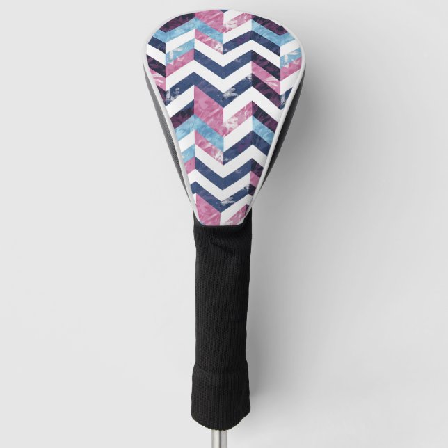 Zickzack blauer rosafarbener Marmor Golf Headcover (Vorderseite)