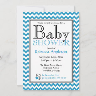 Zickzack Blue & White Baby Dusche Einladungen
