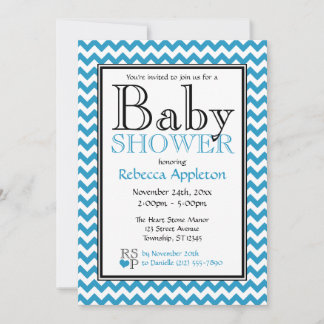 Zickzack Blue & White Baby Dusche Einladungen