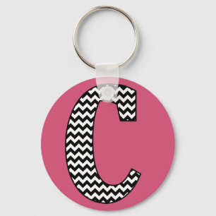 Zickzack C-Monogramm-Button-Schlüsselanhänger Schlüsselanhänger