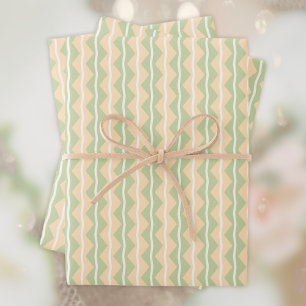 Zickzack-Chevron-Streifen-Orange, Grün und Elfenbe Geschenkpapier Set