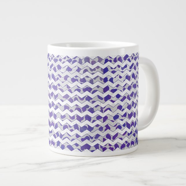 Zickzack Dalmatiner Lila und weiß Jumbo-Tasse (Vorderseite Rechts)