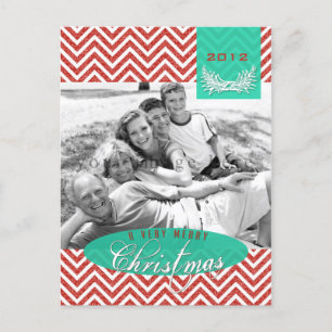 Zickzack Damask Weihnachts-Foto Postkarte