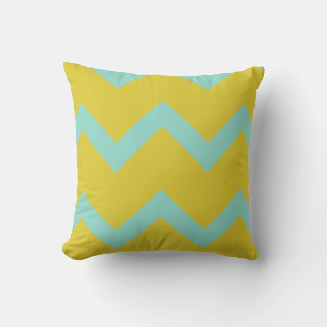Zickzack Designer-Kissen: Aqua+chartreuse Kissen (Vorderseite)