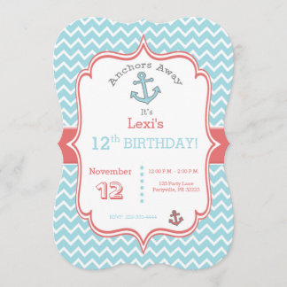 Zickzack Druck Ankergeburtseinladung Einladung
