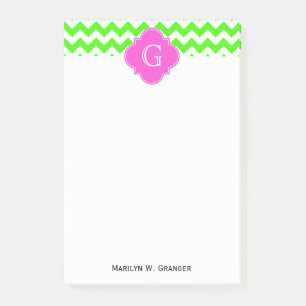Zickzack druckrosafarbenes Monogramm Post-it Klebezettel
