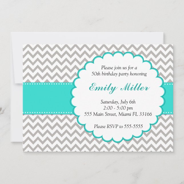 Zickzack Einladung Erwachsene Geburtstagsparty Tür (Vorderseite)