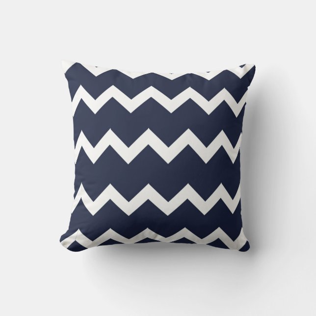 Zickzack, entwarf Marine-Blau Throw-Kissen Kissen (Vorderseite)
