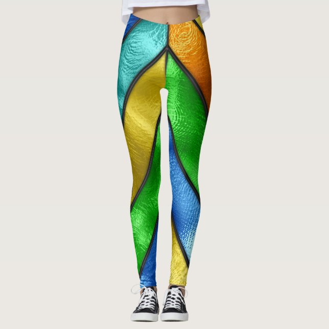 Zickzack Farbglastextur Leggings (Vorderseite)