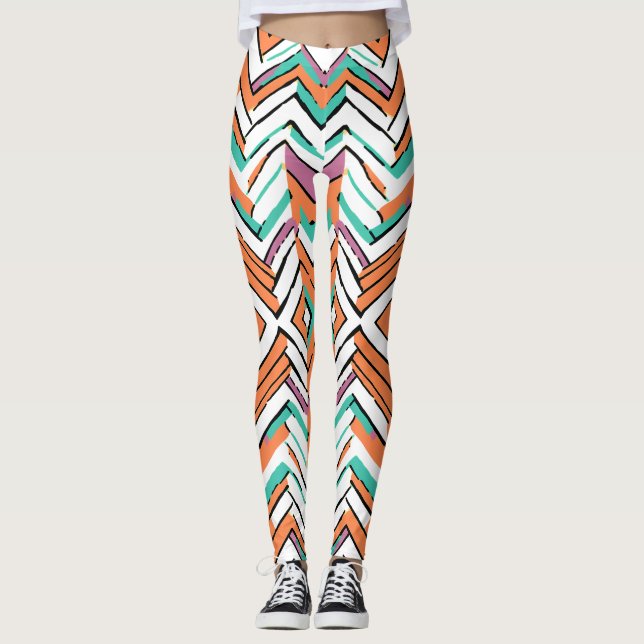 Zickzack Farbherringbone-Muster Leggings (Vorderseite)