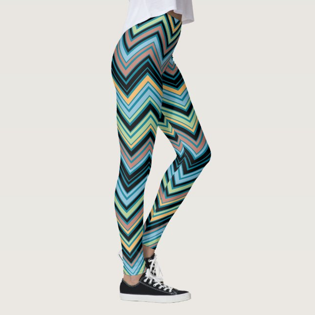 Zickzack Farbmuster Leggings (Rechts)