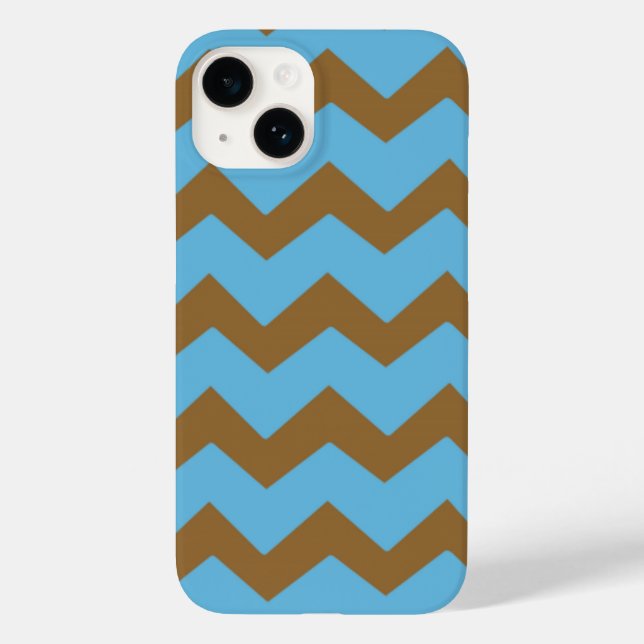 Zickzack, feines blaubraunes Muster Case-Mate iPhone 14 Hülle (Rückseite)