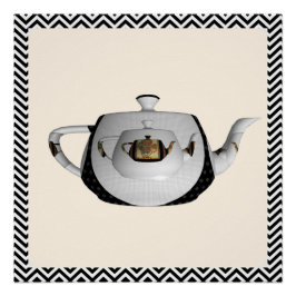 Zickzack, floraler Triple Teapots Poster