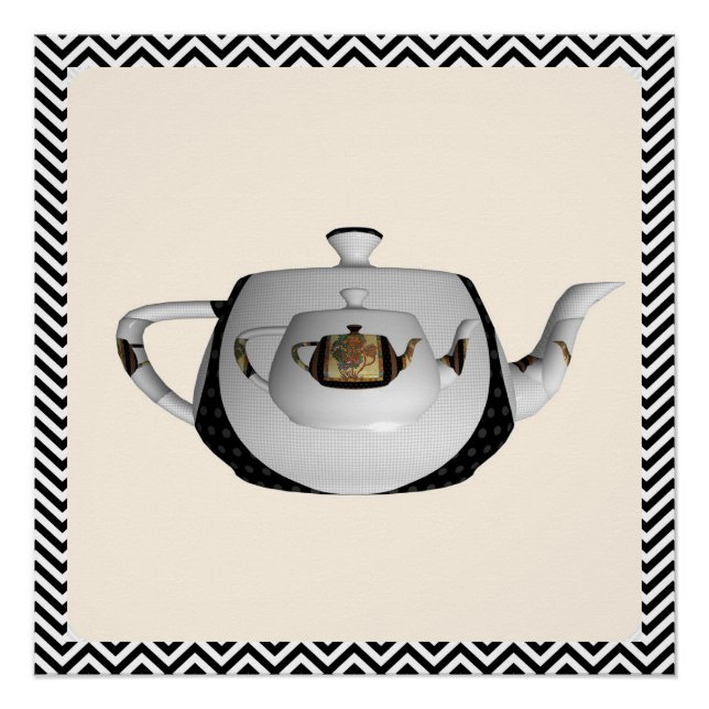 Zickzack, floraler Triple Teapots Poster (Vorderseite)
