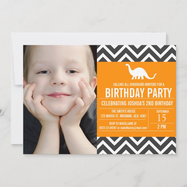 Zickzack Foto zum Geburtstag Einladung (Vorderseite)