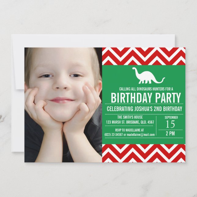 Zickzack Foto zum Geburtstag Einladung (Vorderseite)