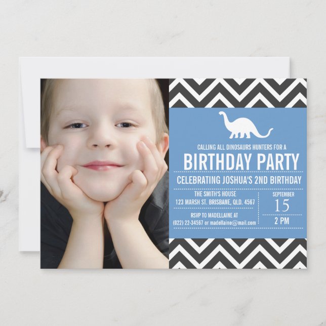 Zickzack Foto zum Geburtstag Einladung (Vorderseite)