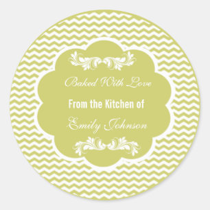 Zickzack gebacken mit Liebe Stickers Geschenkmarke