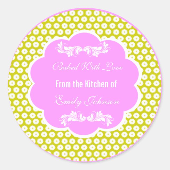 Zickzack gebacken mit Liebe Stickers Geschenkmarke (Vorderseite)