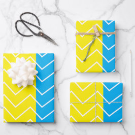 Zickzack-gelb-blaues Zickzack Muster Geschenkpapier Set