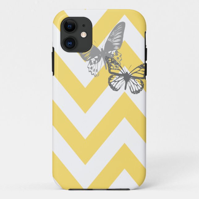 Zickzack gelbes Grau Schmetterlinge Iphone Case-Mate iPhone Hülle (Rückseite)