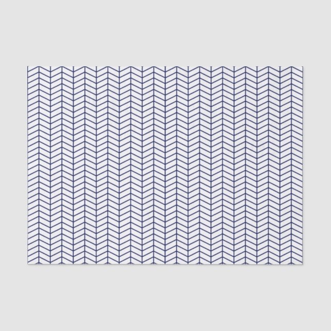 Zickzack Gewehrpapier - Navy Blue auf Weiß Seidenpapier (Vorderseite)