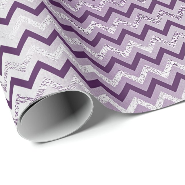 Zickzack Glam Lux Metallic Lila Amethyst Plum Geschenkpapier (Rolleneckpunkt)