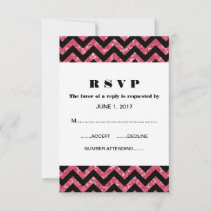 Zickzack Glitzer-Antwortkarte in Rosa RSVP Karte