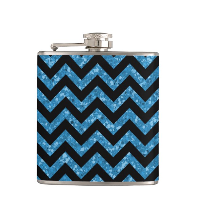 Zickzack Glitzer-Look Flask Flachmann (Vorderseite)