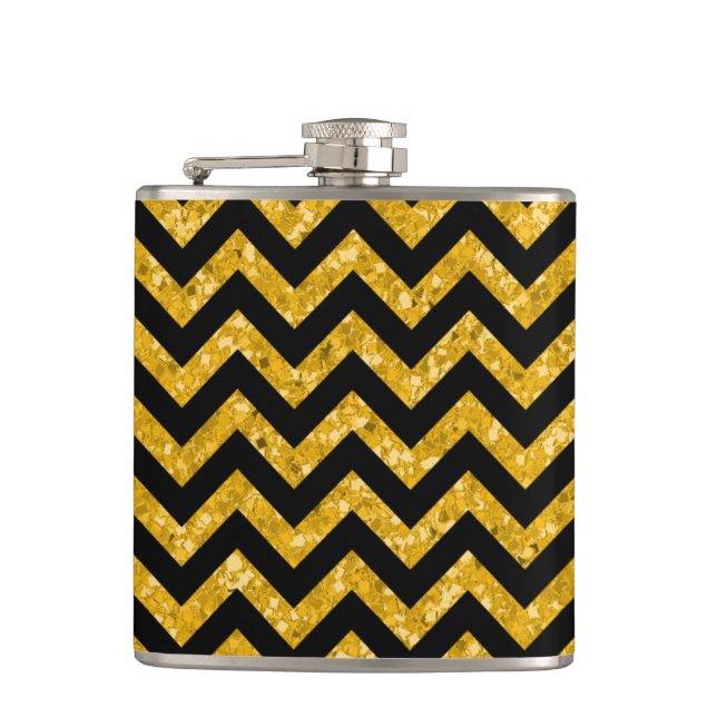 Zickzack Glitzer-Look Flask Flachmann (Vorderseite)