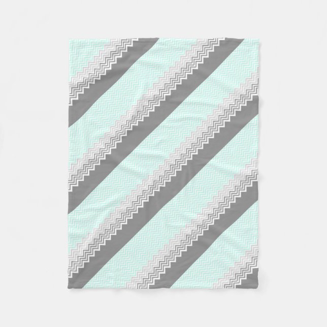 Zickzack grau aquamarin fleecedecke (Vorderseite)
