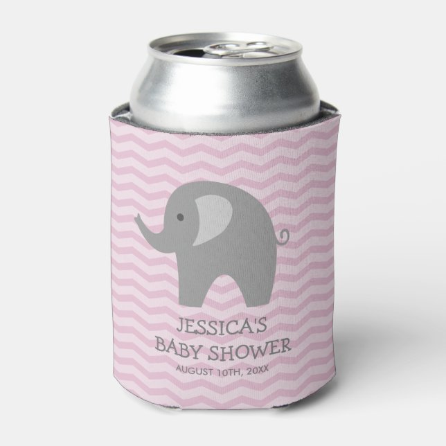 Zickzack, graue Dusche für Babys mit rosa Dusche Dosenkühler (Kanne Vorderseite)